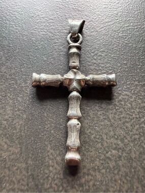 Vintage Taxco Sterling Silver Bamboo Cross Pendant